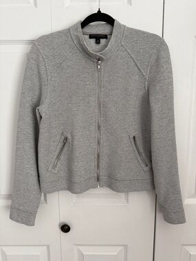 Banana Republic Light Gray Zip-Front Bomber Jacket size Medium